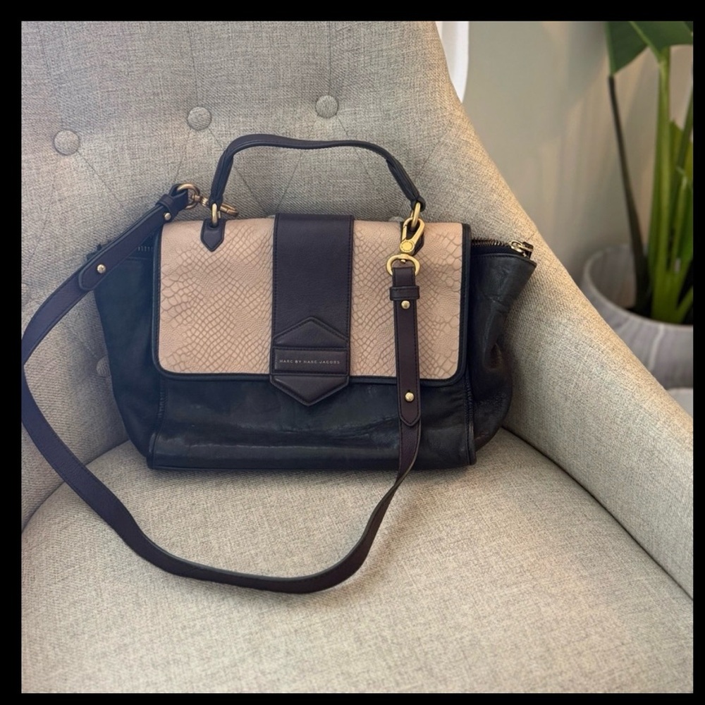 Marc by Marc Jacobs Handbag Color block - black, beige, maroon burgundy